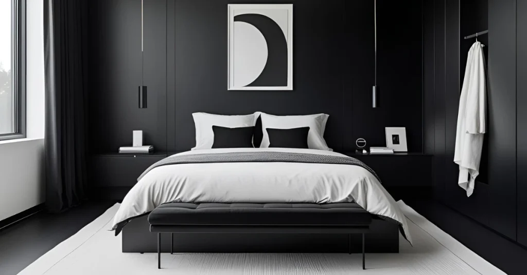 Modern Minimalist Black Bedroom