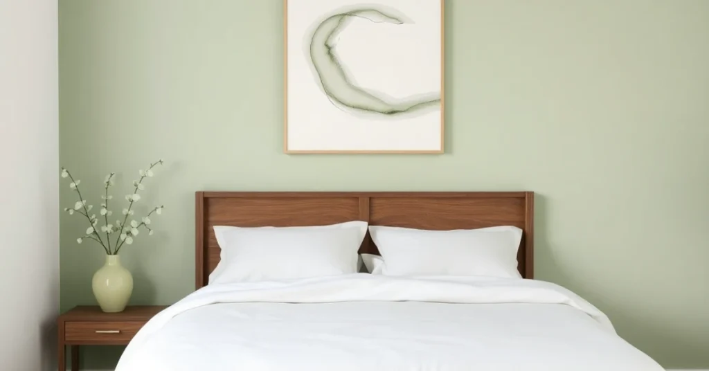 Modern Minimalist Sage Green Bedroom