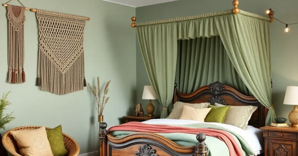 Boho Chic Sage Green Bedroom