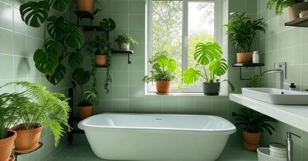 Sage Green and Plants for a Biophilic Design