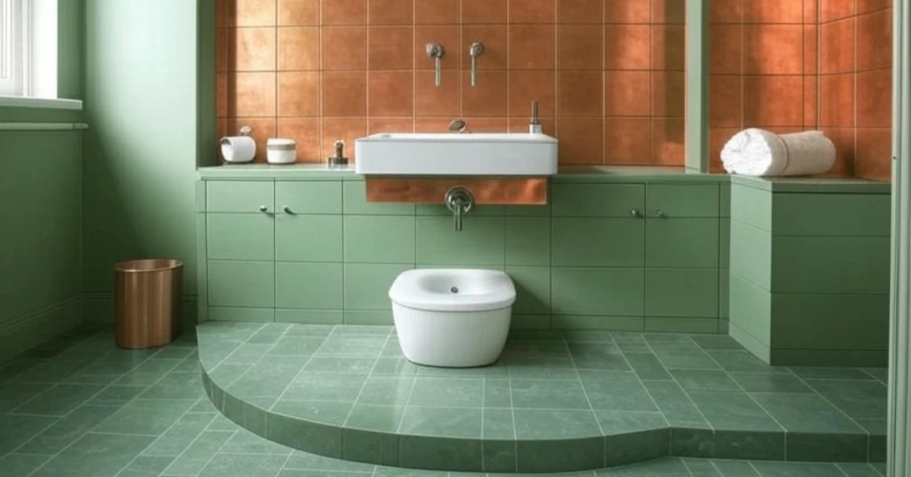 Sage Green and Metallic Tiles for Glamour
