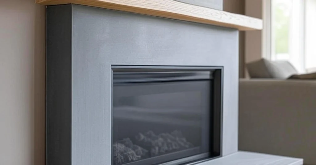 Sleek Stone Surround with Wooden Accents