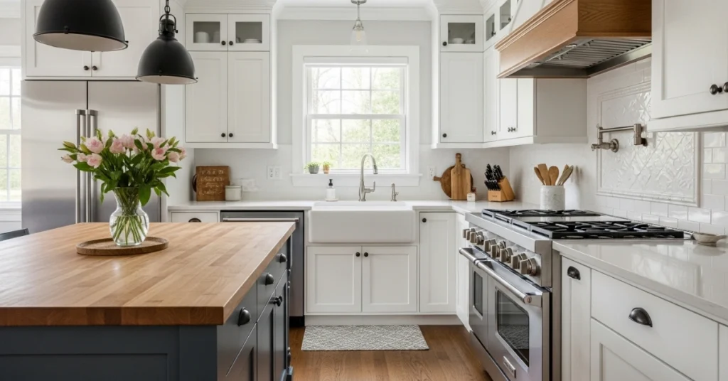 Install Butcher Block or Quartz Countertops