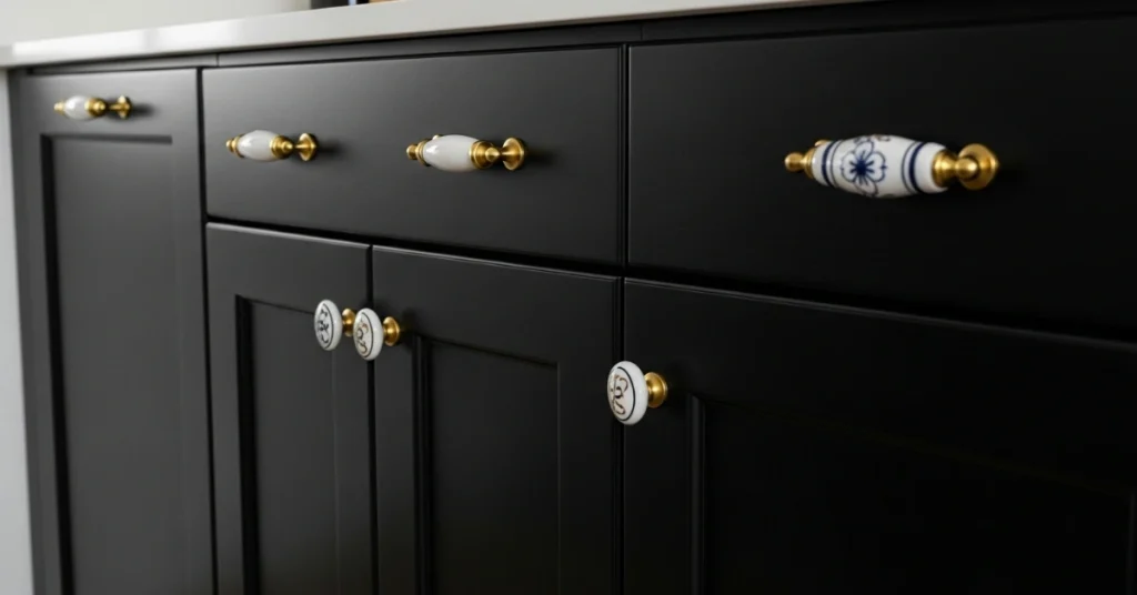 Hardware Choices for Black Kitchen Cabinets