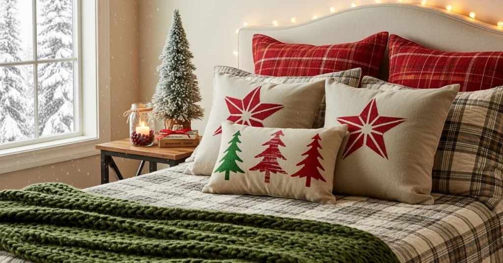 DIY Christmas Bedroom Decor Projects: Custom Pillow Covers