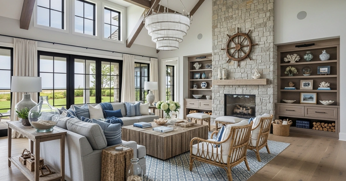 Hamptons Inspired Barndominium Living Rooms