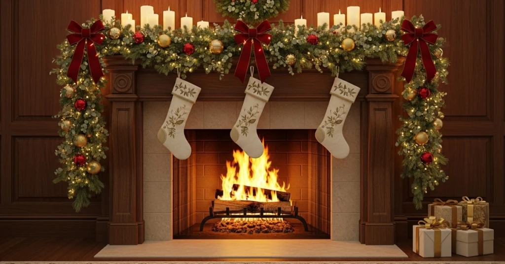 Christmas Fireplace Style: Classic Christmas Elegance
