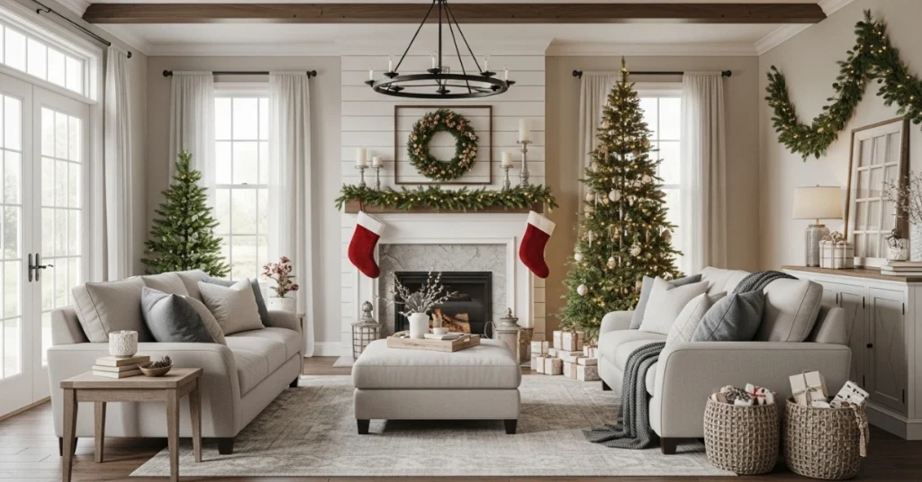 Planning Your Farmhouse Christmas Living Room Layout