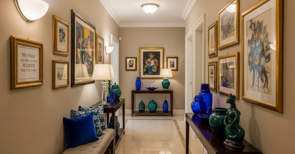 Soft Neutrals with Accents for Italian Hallways