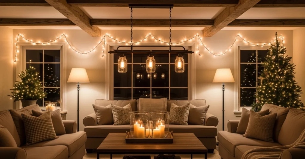 Lighting Ideas to Warm Your Farmhouse Christmas Living Room