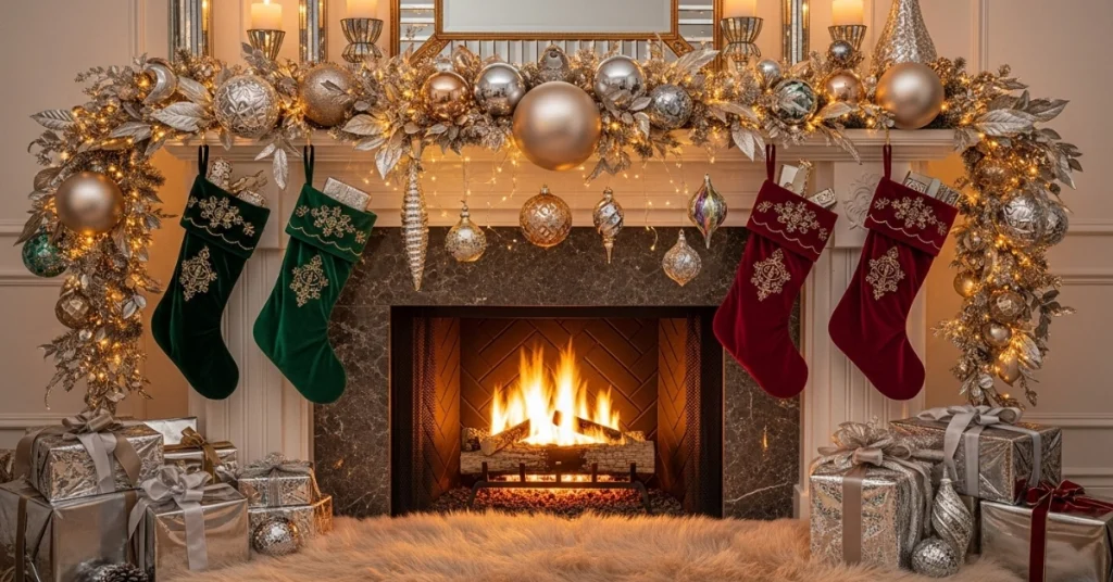 Christmas Fireplace Style: Glamorous Holiday Luxe