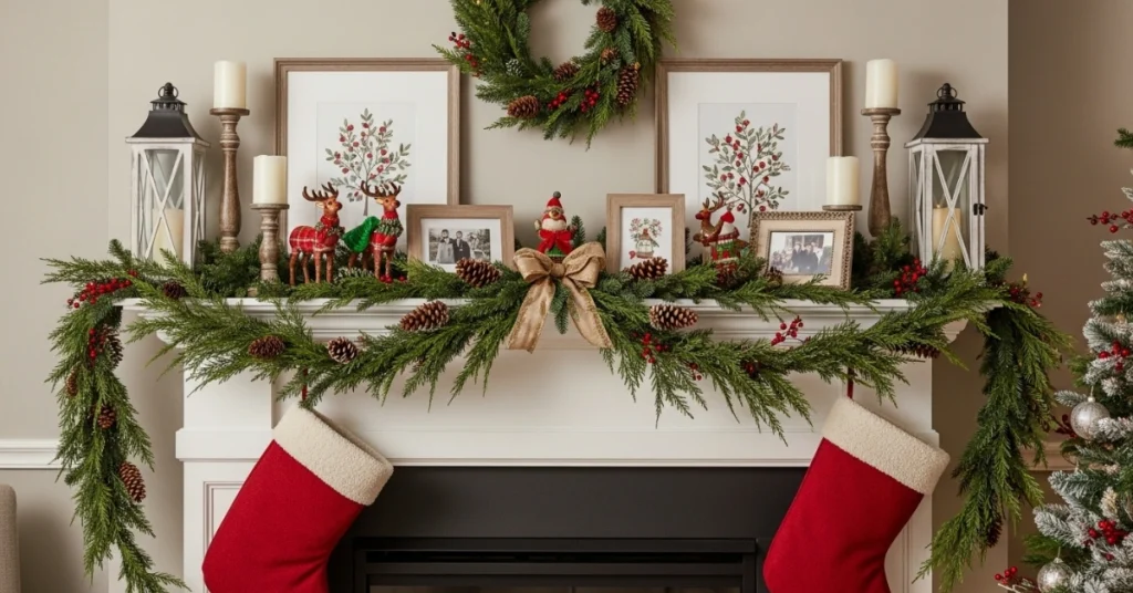 How to Style a Christmas Fireplace Mantel