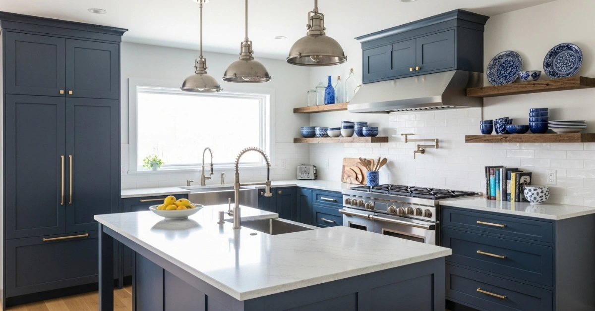 25 Gorgeous Navy Blue Kitchen Cabinets You’ll Love Foreve