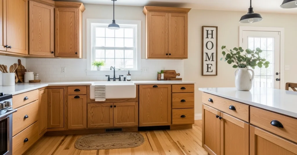 Modern Farmhouse Kitchen That Pair Beautifully with Honey Oak Cabinets