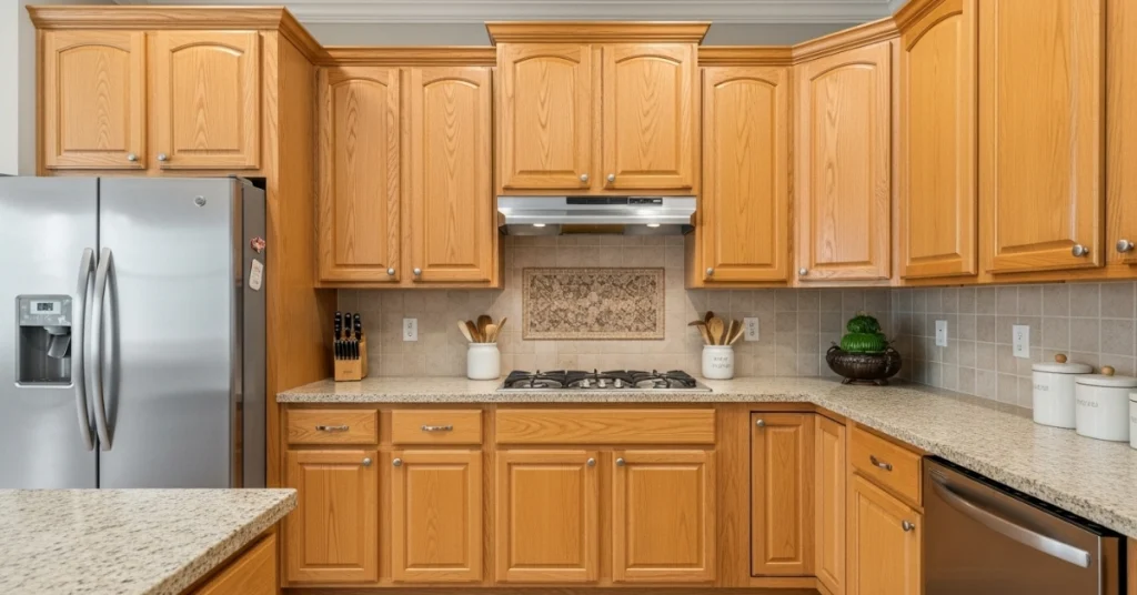 Greige Wall Colors for Honey Oak Kitchen Cabinets