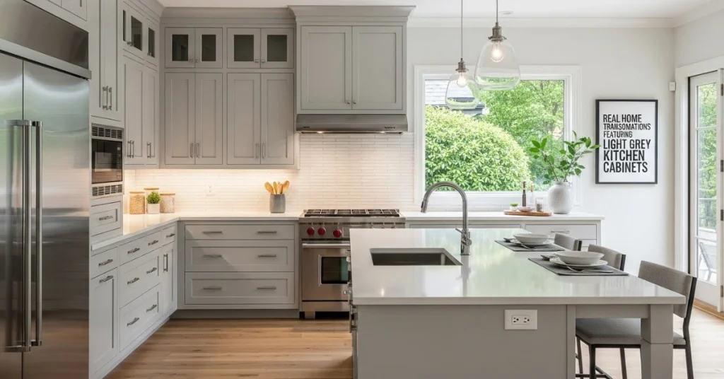 Real Home Transformations Featuring Light Gray Kitchen Cabinets